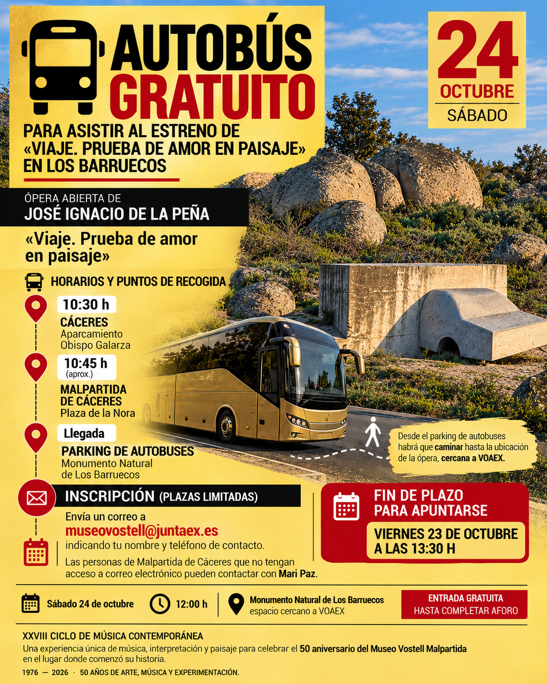 Autobús gratuito a Los Barruecos